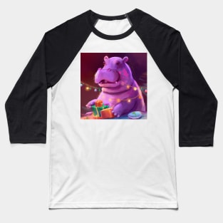 Cute Hippopotamus Drawing Baseball T-Shirt